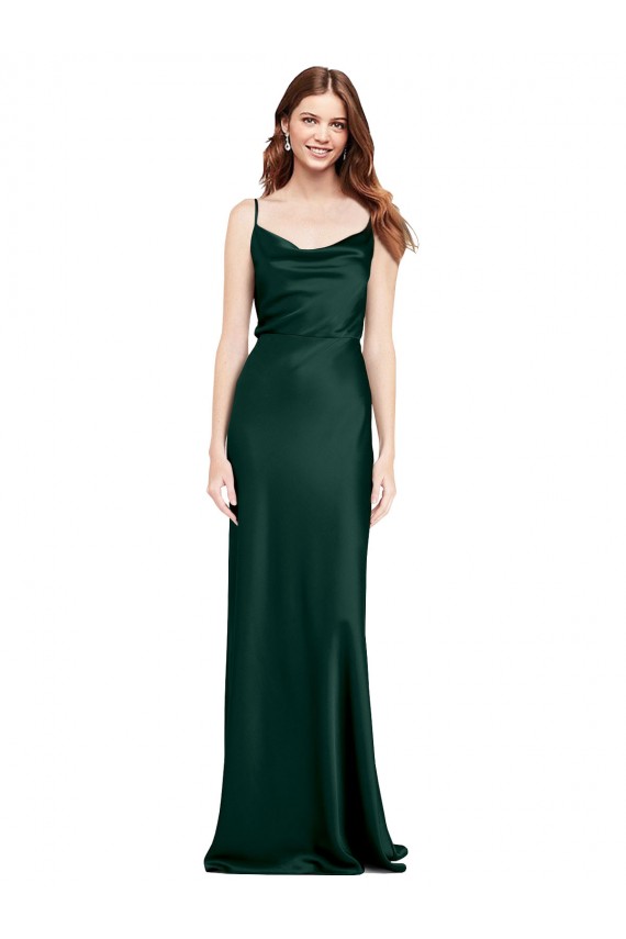 Stretch Satin Sheath Long Sleeveless V-Back Black Tie Evening Gown / Prom Dress / Bridesmaid Dress Cairns