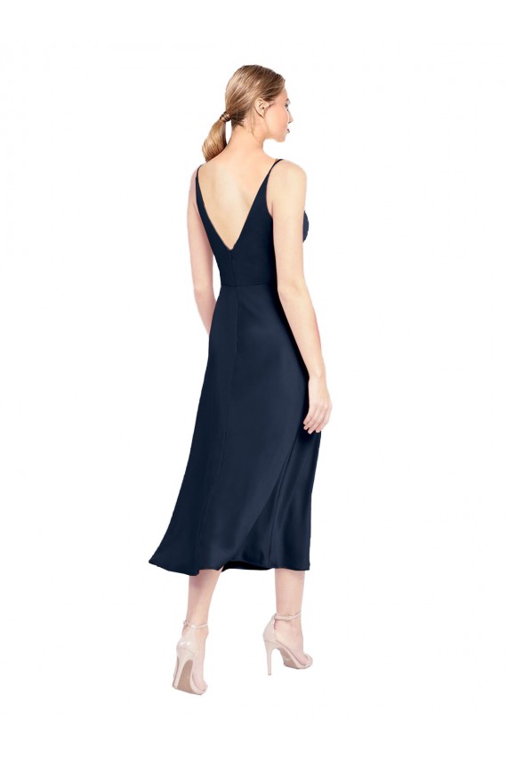 Stretch Satin A-Line Midi Length Sleeveless V-Back Formal Evening Gown / Prom Dress / Bridesmaid Dress Cairns