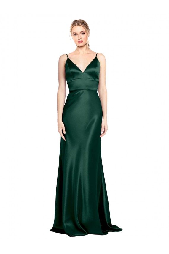 Stretch Satin Sheath Long Sleeveless V-Back Formal Evening Gown / Prom Dress / Bridesmaid Dress Cairns