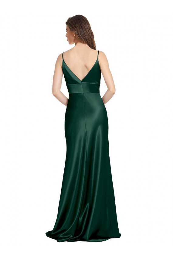 Stretch Satin Sheath Long Sleeveless V-Back Formal Evening Gown / Prom Dress / Bridesmaid Dress Cairns