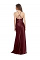 Stretch Satin A-Line Long Sleeveless Burgundy Gold Prom Dresses Cairns
