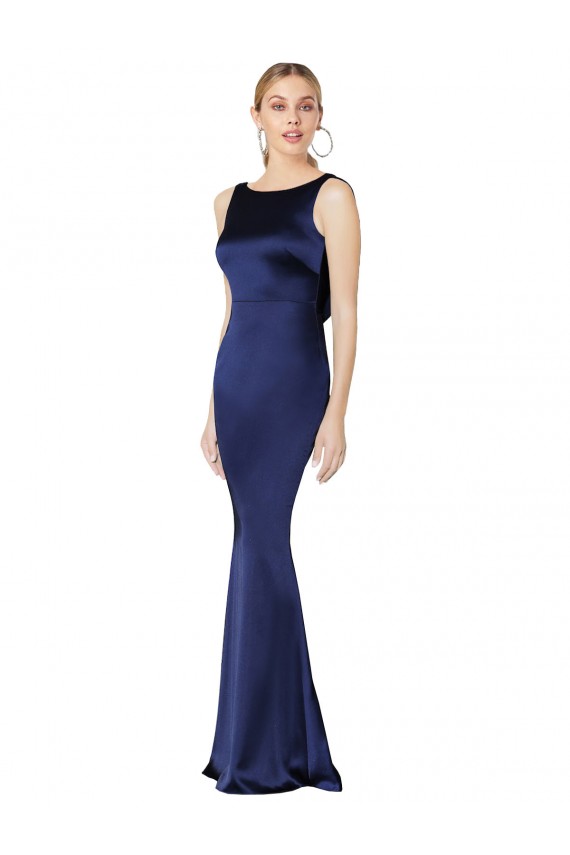 Stretch Satin Sheath Long Sleeveless Low Back Formal Evening Gown / Prom Dress / Bridesmaid Dress Cairns