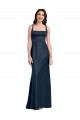 Stretch Satin A-Line Long Sleeveless Low Back Dark Navy Prom Dresses Cairns