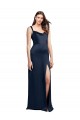 Stretch Satin A-Line Long Sleeveless Low Back Side Slit Prom Dresses Cairns