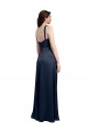 Stretch Satin A-Line Long Sleeveless Low Back Side Slit Prom Dresses Cairns