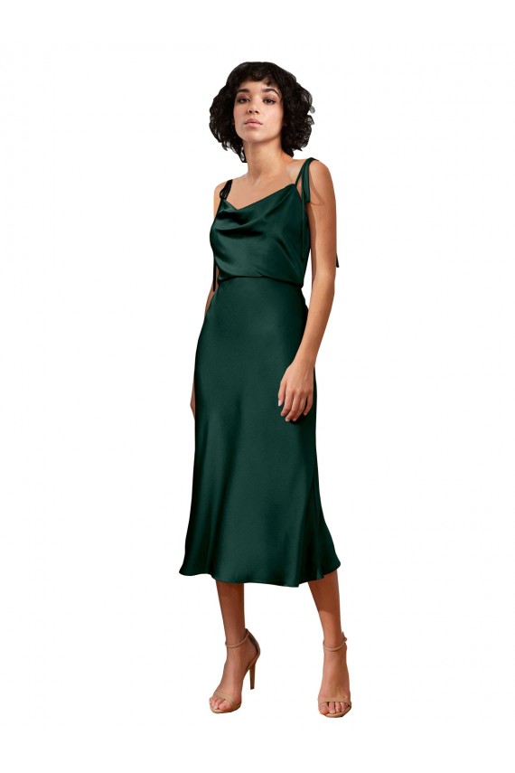Stretch Satin Sheath Midi Length Sleeveless Black Tie Evening Gown / Prom Dress / Bridesmaid Dress Cairns