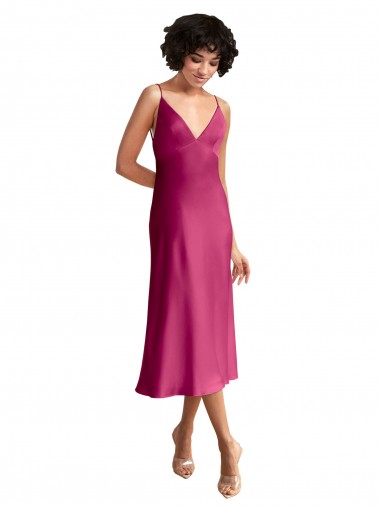 Stretch Satin A-Line Midi Length Sleeveless Low Back Formal Evening Gown / Prom Dress / Bridesmaid Dress Cairns