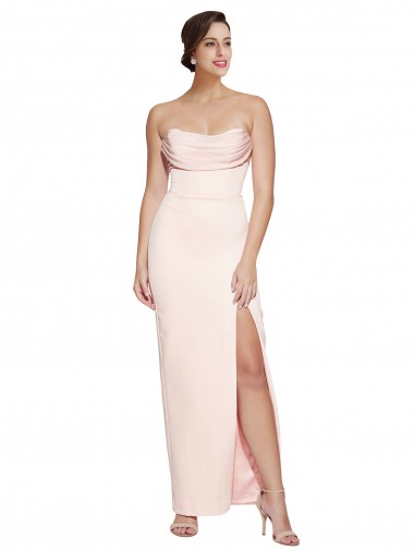 Stretch Satin Mermaid Long Sleeveless Low Back High Slit Prom Dresses Cairns