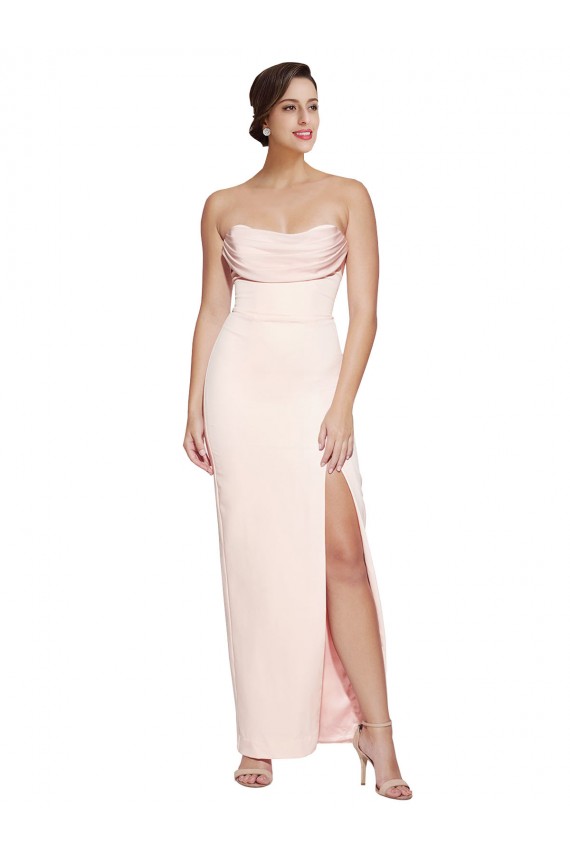 Stretch Satin Mermaid Long Sleeveless Low Back High Slit Prom Dresses Cairns
