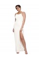 Stretch Satin Sheath Long Sleeveless Low Back Side Slit Prom Dresses Cairns
