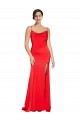Stretch Satin Sheath Long Sleeveless Low Back High Side Slit Prom Dresses Cairns