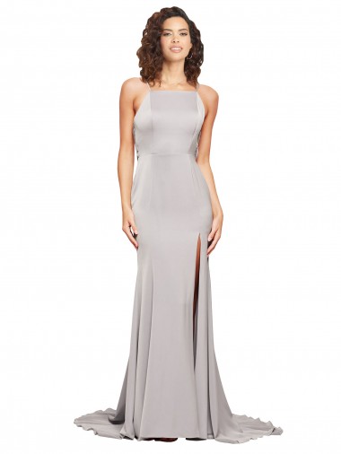 Stretch Satin A-Line Sweep Train Sleeveless Low Back Formal Evening Gown / Prom Dress / Bridesmaid Dress Cairns
