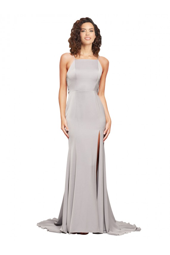 Stretch Satin A-Line Sweep Train Sleeveless Low Back Formal Evening Gown / Prom Dress / Bridesmaid Dress Cairns