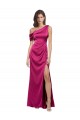Stretch Satin A-Line Long Sleeveless Fuchsia Prom Dresses Cairns