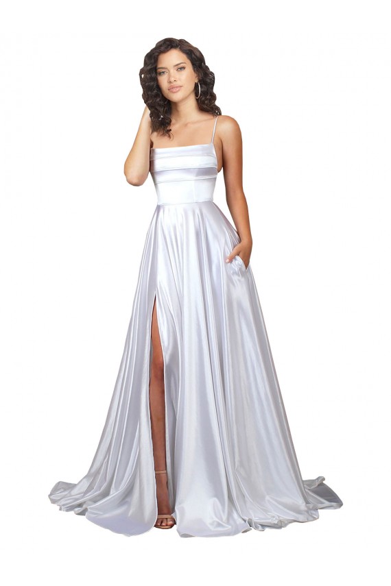 Stretch Satin A-Line Long Sleeveless Beach Wedding Dress Cairns