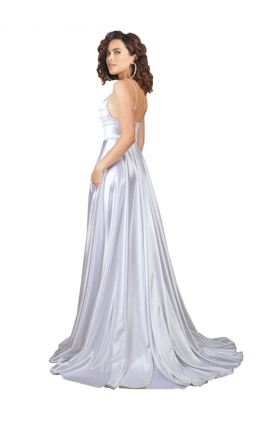 Stretch Satin A-Line Long Sleeveless Beach Wedding Dress Cairns