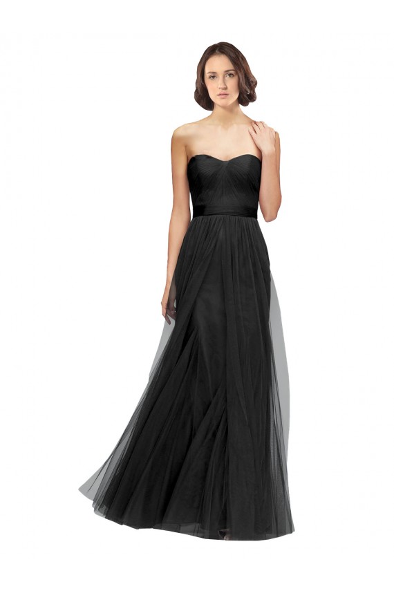 Soft Tulle A-Line Sleeveless Black Bridesmaid Gown Cairns