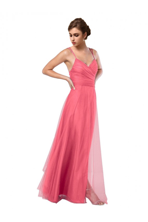 Tulle A-Line Long Sleeveless V-Back Bridesmaid Dress Cairns