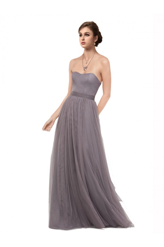 Tulle A-Line Long Sleeveless Spaghetti Straps V-Back Bridesmaid Dresses Cairns