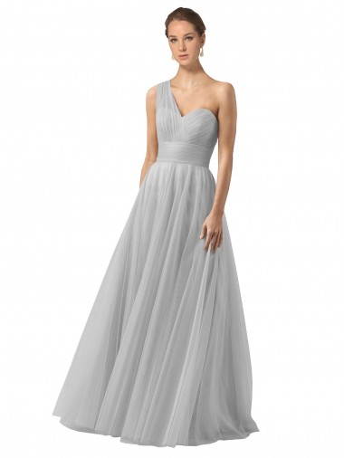 Tulle A-Line Long Sleeveless Silver Bridesmaid Gown Cairns