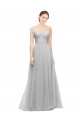 Tulle A-Line Long Sleeveless Silver Bridesmaid Dress Cairns