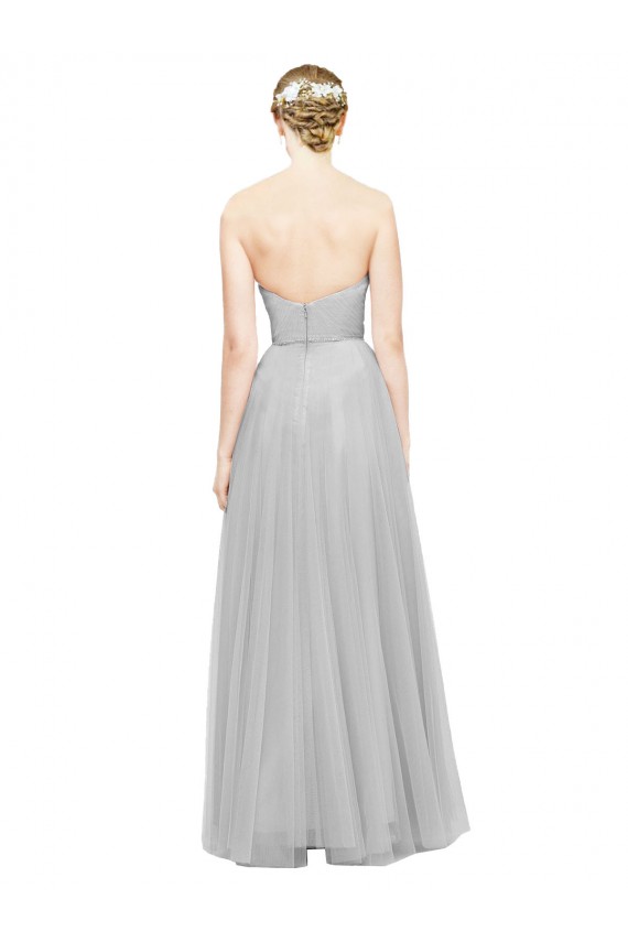 Tulle A-Line Long Sleeveless Silver Bridesmaid Dress Cairns