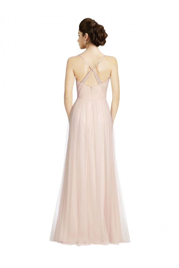 Tulle A-Line Long Sleeveless Pink Bridesmaid Dress Cairns