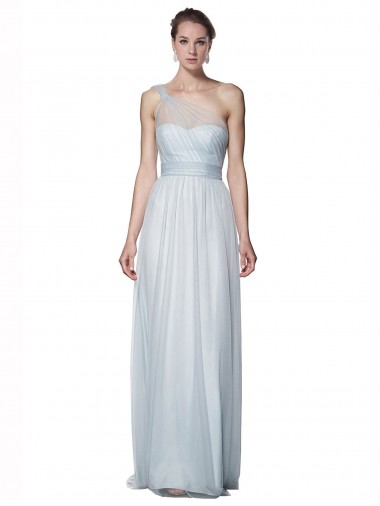 Tulle A-Line Long Sleeveless Mist Bridesmaid Dress Cairns