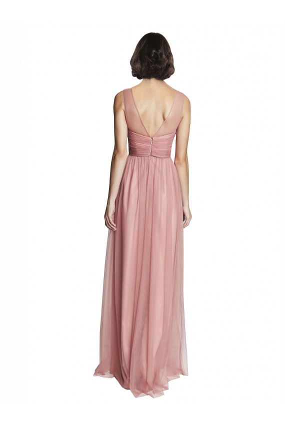 Tulle A-Line Long Sleeveless Rose Pink Bridesmaid Dress Cairns