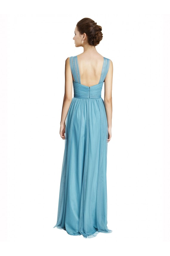 Tulle A-Line Long Sleeveless Sky Blue Bridesmaid Dress Cairns