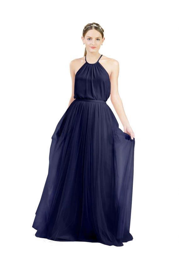 Tulle A-Line Sleeveless Navy Blue Semi Formal Evening Dress / Bridesmaid Dress Cairns