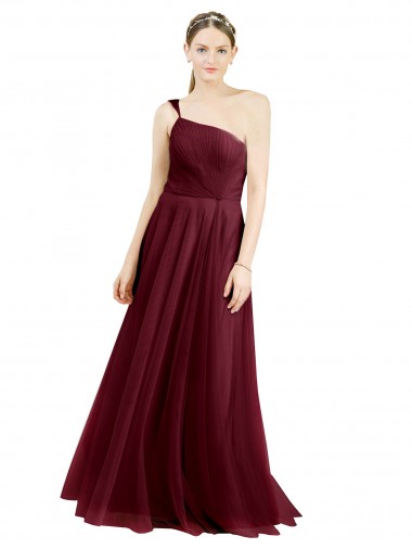 Tulle A-Line Long Sleeveless Burgundy Evening Dresses Cairns