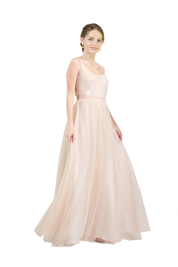 Tulle A-Line Long Sleeveless Open Back Semi Formal Evening Dress / Bridesmaid Dress Cairns