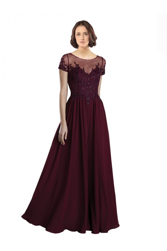 Tulle & Soft Chiffon A-Line Long Cap Sleeves Bridesmaid Dress Cairns