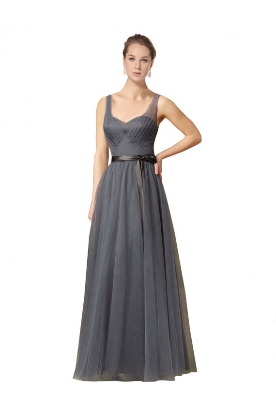 Tulle A-Line Sleeveless Slate Grey Formal Dress / Bridesmaid Dress Cairns