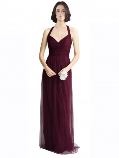 Tulle A-Line Long Sleeveless Open Back Bridesmaid Dress / Evening Dress Cairns