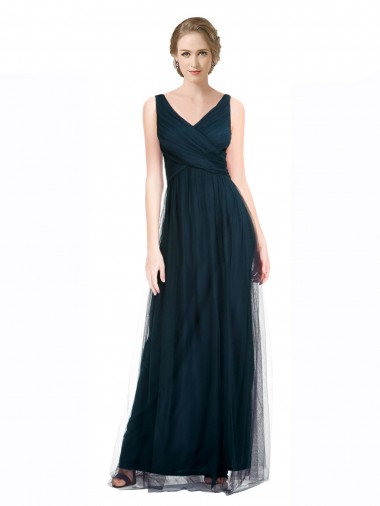 Tulle A-Line Sleeveless Blue Bridesmaid Dress Cairns