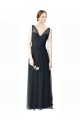 Tulle A-Line Long Sleeveless V-Back Pewter Bridesmaid Dresses Cairns