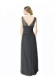 Tulle A-Line Long Sleeveless V-Back Pewter Bridesmaid Dresses Cairns
