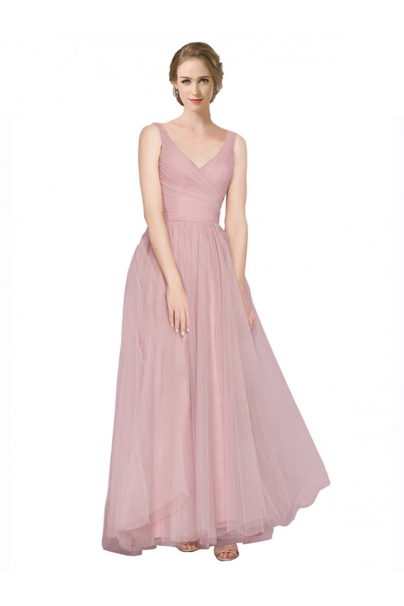 Tulle Long Sleeveless V-Back Bridesmaid Dress Cairns