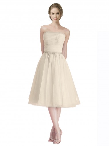 Tulle A-Line Cocktail Length Sleeveless Bridesmaid Dress Cairns