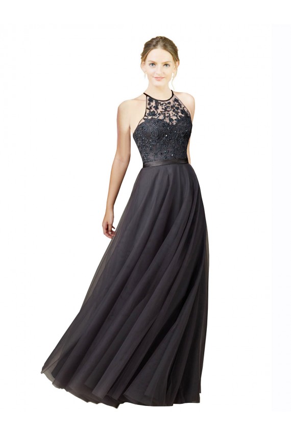 Tulle & Lace A-Line Long Sleeveless Criss Cross Back Bridesmaid Dress Cairns