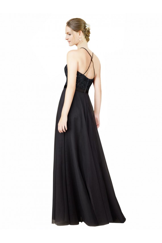 Tulle & Lace A-Line Long Sleeveless Criss Cross Back Bridesmaid Dress Cairns