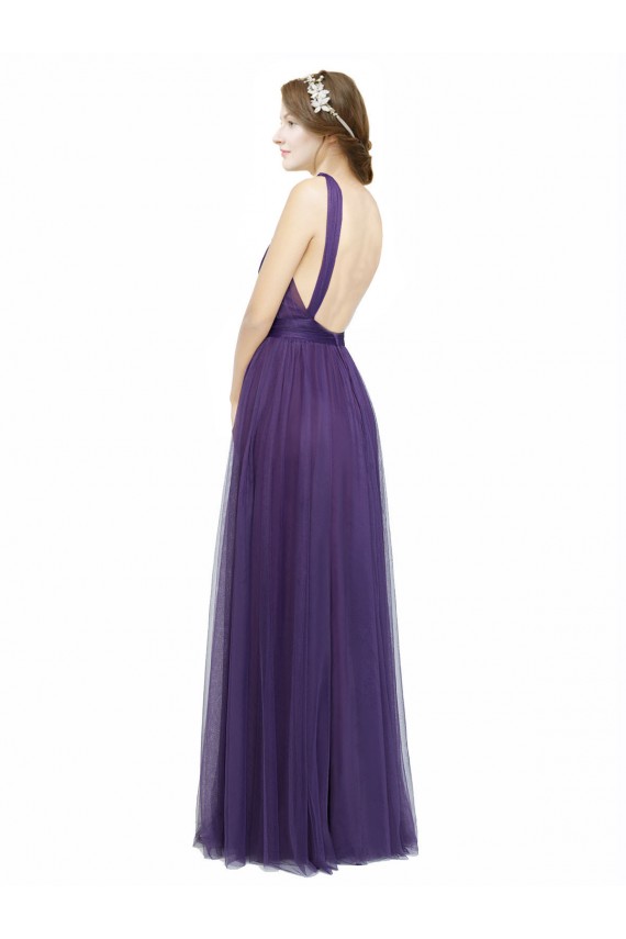 Tulle A-Line Long Sleeveless Spaghetti Straps Open Back Bridesmaid Dresses Cairns