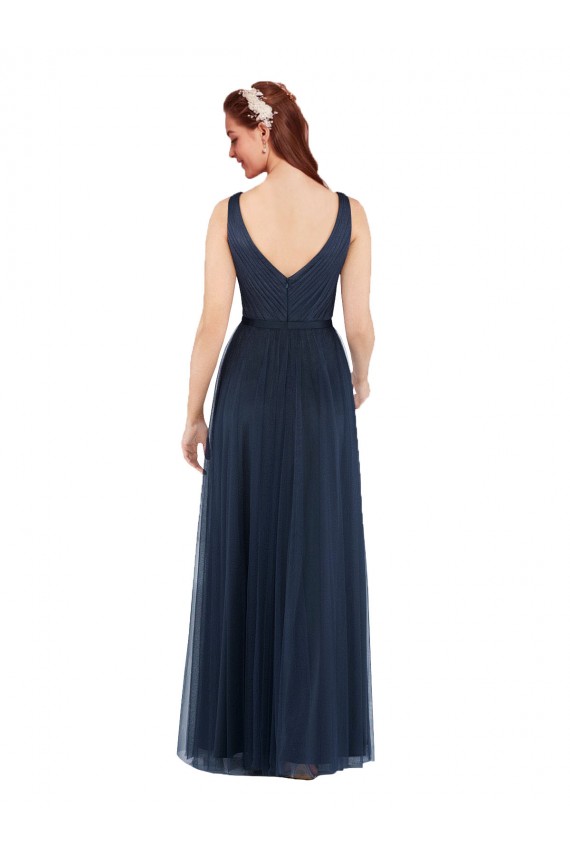 Tulle Sheath Long Sleeveless Low Back Bridesmaid Dress Cairns
