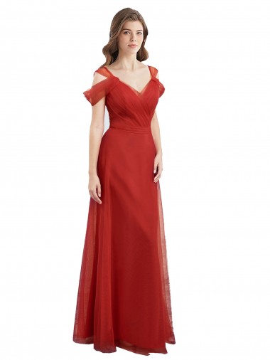 Tulle A-Line Long Cold Shoulder Low Back Formal Dress / Bridesmaid Dress Cairns