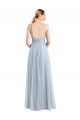 Tulle A-Line Long Sleeveless Open Back Light Sky Blue Bridesmaid Dresses Cairns