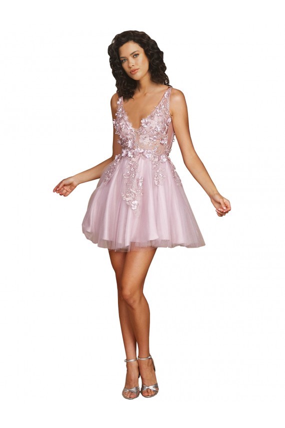 Tulle A-Line Short Sleeveless V-Back Bridesmaid Dress Cairns