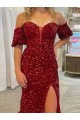Velvet Sequin Sheath Court Train Short Sleeves Prom Dress / Evening Dress Cairns