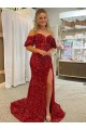 Velvet Sequin Sheath Court Train Short Sleeves Prom Dress / Evening Dress Cairns